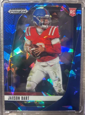 2025 Prizm Draft Picks Blue Cracked Ice Jaxon Dart RC  /149 front