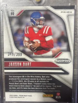 2025 Prizm Draft Picks Red Jaxon Dart RC /399 back