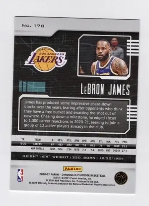 2020 Panini Chronicles Playbook LeBron James #178 Purple Foil Color Match 24/49 Lakers back