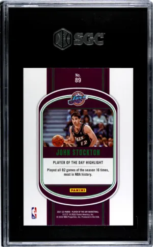 2021-22 Panini Player Of The Day John Stockton SGC 10 back