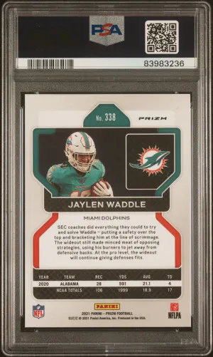 2021 Panini Prizm Jaylen Waddle Silver Prizm PSA 10 Dolphins back