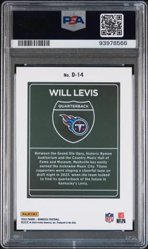 2023 Panini Donruss Downtown! Will Levis PSA 9 back