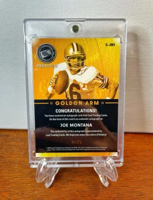 2024 Press Pass JOE MONTANA Golden Arm AUTO #/25 Gold Hyper Prizm 49ers Premium back