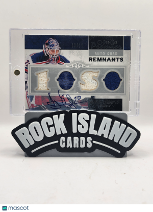 Henrik Lundqvist 2008 O-Pee-Chee Premier Auto Quad Remnants Patch /10 Game Used front