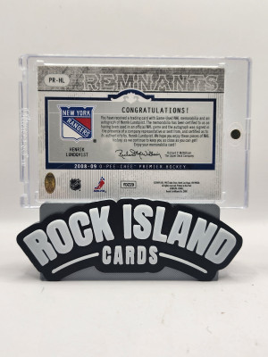 Henrik Lundqvist 2008 O-Pee-Chee Premier Auto Quad Remnants Patch /10 Game Used back