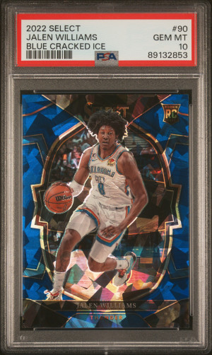 2022 Panini Select Jalen Williams Blue Cracked Ice front