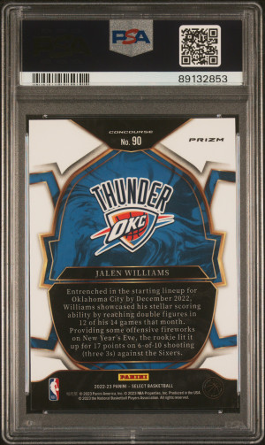 2022 Panini Select Jalen Williams Blue Cracked Ice back