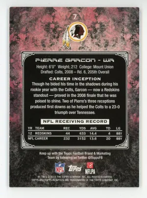 2013 Topps Inception #7 Pierre Garcon Yellow 68/75 back