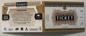 Jack Eichel The Cup Ticket Booklet Auto /11 back