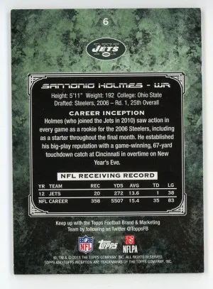 2013 Topps Inception #6 Santonio Holmes Yellow 62/75 back