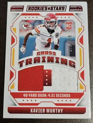 XAVIER WORTHY 2024 ROOKIES & STARS #CTXWY CROSS TRAINING DUAL PATCH /399 (RC) front