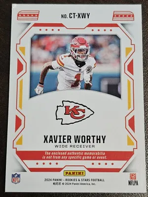 XAVIER WORTHY 2024 ROOKIES & STARS #CTXWY CROSS TRAINING DUAL PATCH /399 (RC) back