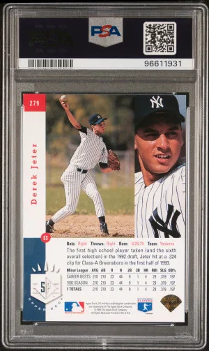 1993 Sp Derek Jeter Foil back