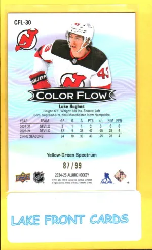 Luke Hughes [Yellow Green Spectrum] #CFL-30  87/99	2024 Upper Deck Allure Color Flow back