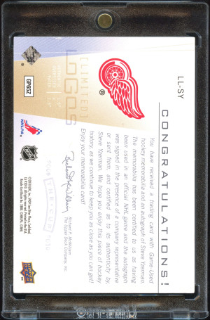 2009 The Cup Limited Logos Auto Patch Steve Yzerman #LL-SY back