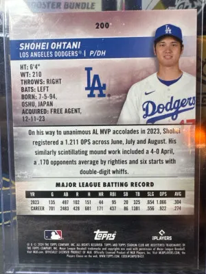 2024 Stadium Club Shohei Ohtani #200 Los Angeles Dodgers back