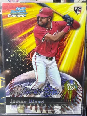 James Wood RC: 2025 Bowman Chrome Mega Meteoric Rise Mojo Refractor #MR-5 front