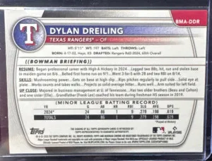 Dylan Dreiling - 2025 Bowman Chrome Mojo Refractor #BMA-DDR (AU) back