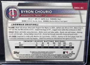 2025 Bowman Chrome Prospect Mega Box Auto Byron Chourio #BMA-BC Auto back