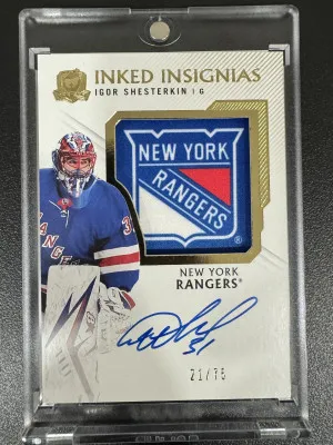 2019-20 UD The Cup Igor Shesterkin Inked Insignias Rookie Auto RPA front