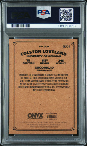 2024 Onyx Vintage Colston Loveland Red Bordered Autograph back