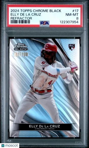Elly De La Cruz 2024 Topps Chrome Black #17 Refractor /199 RC PSA8 NM-MT Reds front