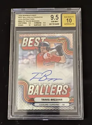 2024 Bowman’s Best, Best Ballers Autographs Lava Refractor, Travis Banana front