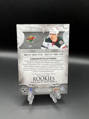 Liam Ohgren Rookie Gold Auto Materials /199 back