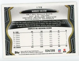2013 Topps Camo #179 Marques Colston /399 back