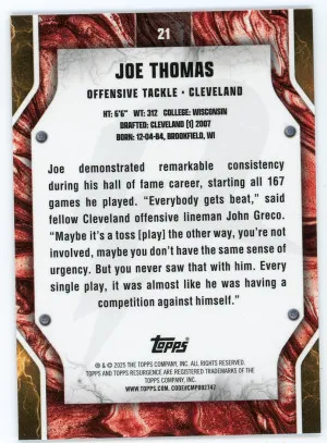 2024 Topps Resurgence #21 Joe Thomas Prism back
