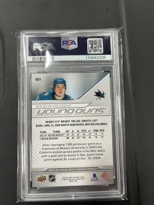 2024-25 Upper Deck Series 2 - Young Guns Macklin Celebrini #451 (RC) back