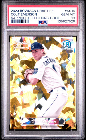 2023 Bowman Draft Sapphire Edition Sapphire Selections Colt Emerson Sapphire Selections-Gold front