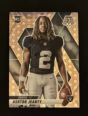 2025 Panini Mosaic Ashton Jeanty Rookie Image Variation Honeycomb Prizm SP front