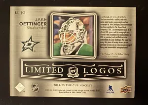 2024-25 The Cup Jake Oettinger Limited Logos Game-Used Patch Auto/Autograph #/50 back