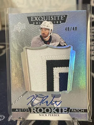 *Jersey Match* 2022-23 The Cup Exquisite Collection Rookie /48 Nick Perbix RPA Patch Auto RC front