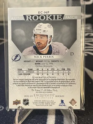 *Jersey Match* 2022-23 The Cup Exquisite Collection Rookie /48 Nick Perbix RPA Patch Auto RC back