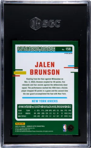 2023-24 Donruss Optic Jalen Brunson SGC 9.5 back