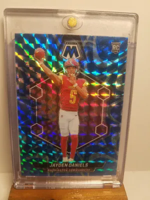 Jayden daniels blue refractive rookie front