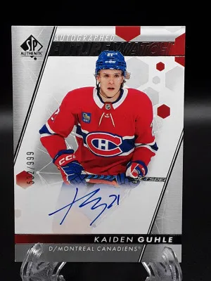2022-23 SP Authentic Future Watch Auto Kaiden Guhle Rookie /999 Canadiens front