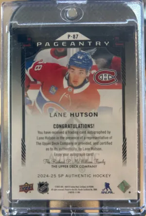 2024-25 SP Authentic Lane Hutson Rookie Pageantry Auto back