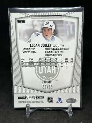 Logan Cooley 2024-25 Upper Deck O-Pee-Chee Platinum Cosmic /65 #99 Utah back