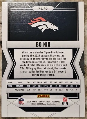 2025 Panini Donruss Elite - Bo Nix #43 Pink back
