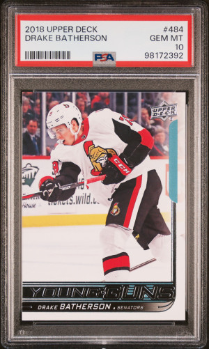 2018 Upper Deck Drake Batherson Young Guns PSA 10 Gem Mint front