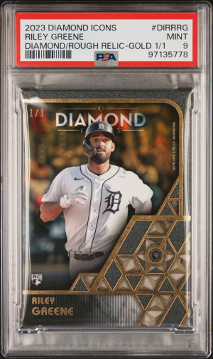 2023 Topps Diamond Icons Diamond In The Rough Relics Riley Greene Diamond/Rough Relic-Gold 1/1 front