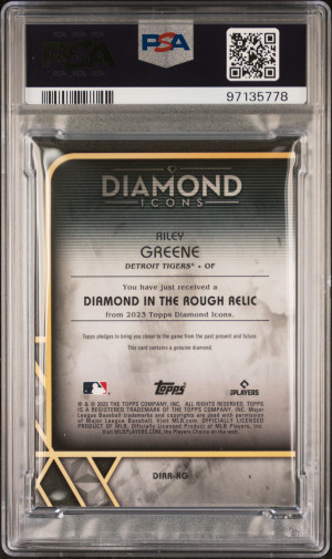 2023 Topps Diamond Icons Diamond In The Rough Relics Riley Greene Diamond/Rough Relic-Gold 1/1 back