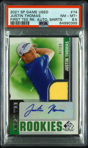 2021 Sp Game Used Justin Thomas First Tee Rk. Auto. Shirts front