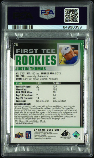 2021 Sp Game Used Justin Thomas First Tee Rk. Auto. Shirts back