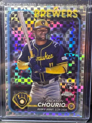 2024 Topps Chrome Update Jackson Chourio Refractor X-Fractor RC #USC30 Brewers front