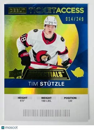 2022 Upper Deck Credentials Debut Ticket Access Tim Stützle 014/249 front