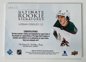 2024 Upper Deck Ultimate Collection Ultimate Rookie Signatures Logan Cooley back
